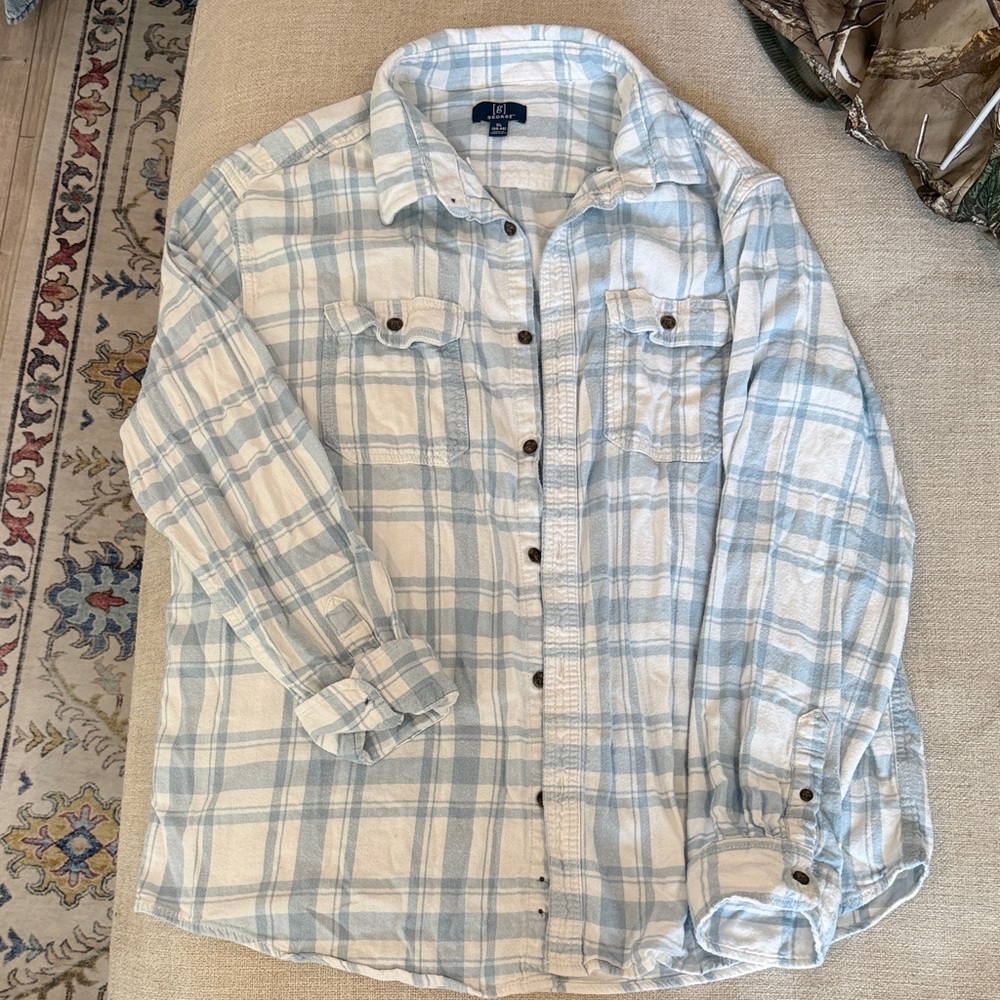 George Blue and White Checkered Shirt